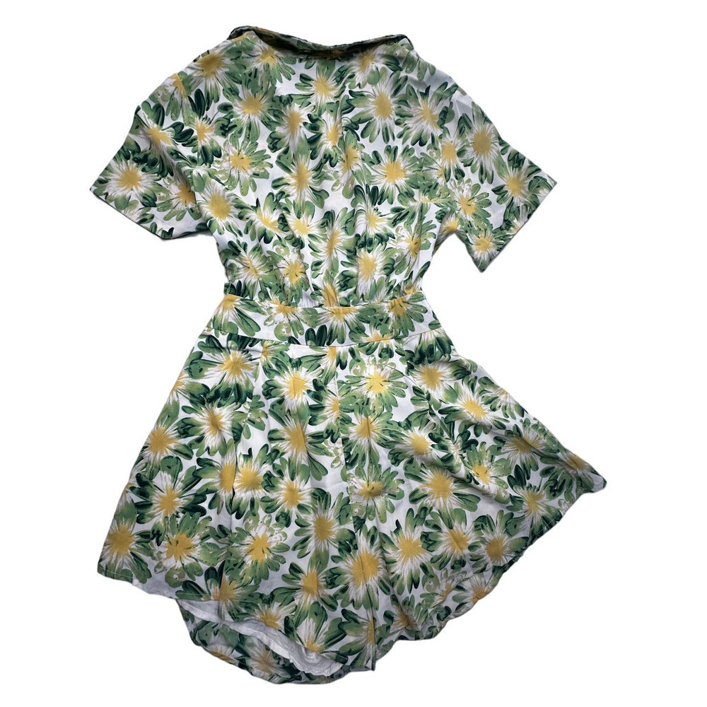 Hello Molly Ruby Seas Green/White/Yellow Floral Midriff Cut Out Romper- US6 - Picture 4 of 12